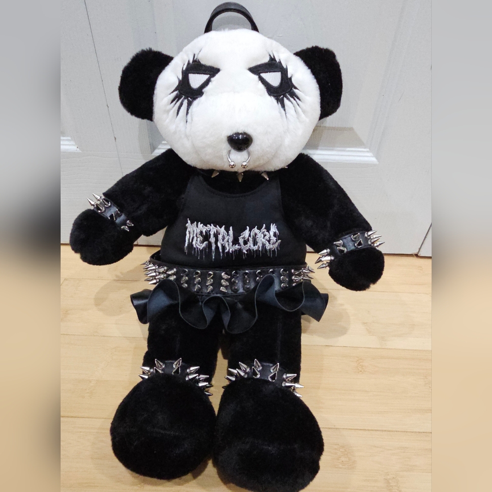 ~SOLD~Goth Dolls Kill Tormented Teddy Metalcore Spiked Bear Backpack Purse Bag - Picture 9 of 9
